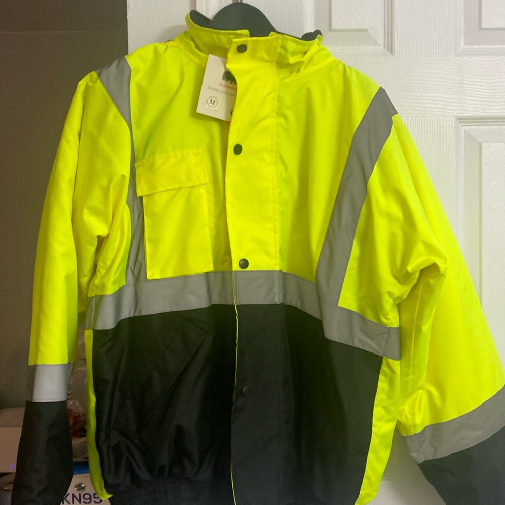 Neon Yellow Bomber Jacket with fleece Hood